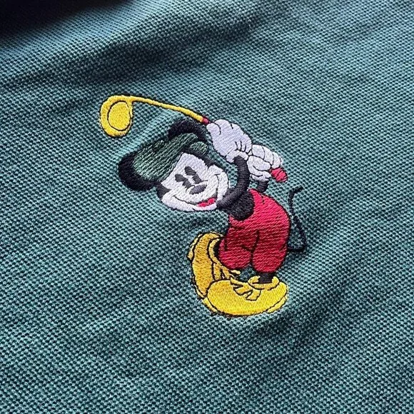 Vintage Green Mickey Mouse Golf Polo, Disney Polo, Men's Large Polo, Cotton Polo - Picture 2 of 7
